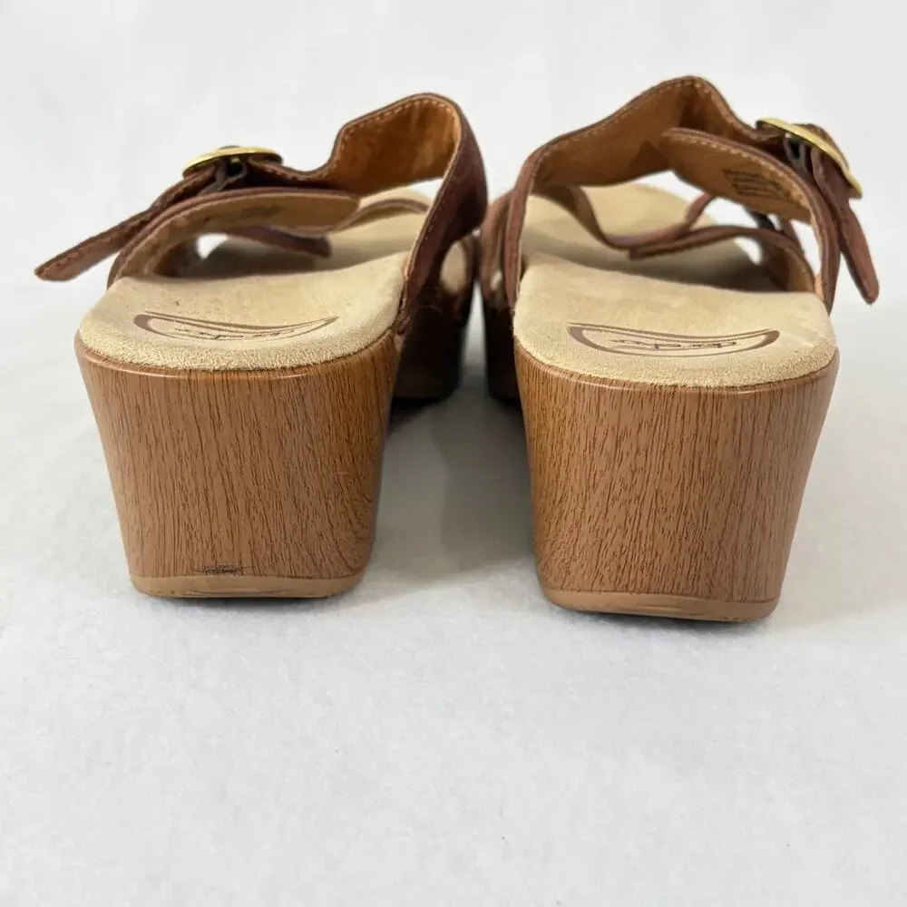 Dansko Sandals Womens EU 39 US 8.5-9 Brown Leather Slip On Cushioned Shoes